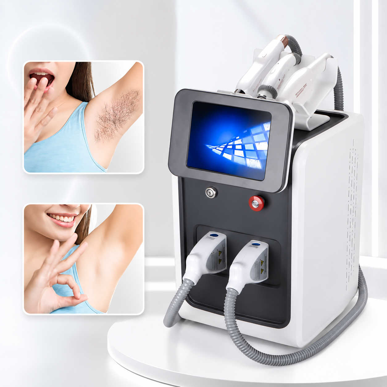 3-in-1 Laser Machine for Hair Removal + Tattoo Removal + E-Light Skin Rejuvenation